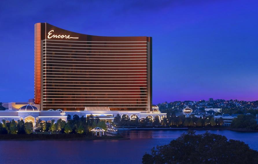View of Encore Boston from across the harbor