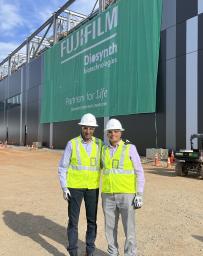 Bob Pragada and Koti Vadlamudi at the Fujifilm Diosynth Biotechnologies unveiling