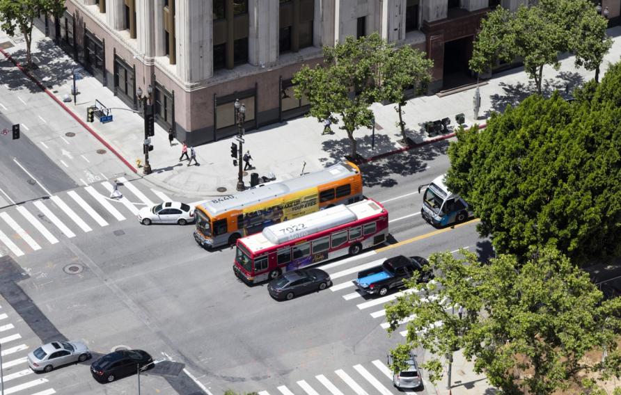 Aerial View of Traffic in Los Angeles