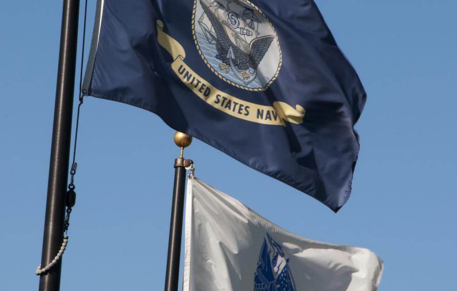 Flags for the United States Navy and the United States Army