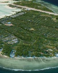 Aerial view of Temaiku, Kiribati