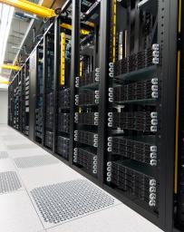 Rack mount servers, storage devices and network equipment shown.