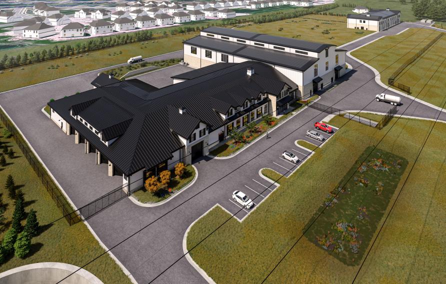 Aerial rendering of Woodbury plant