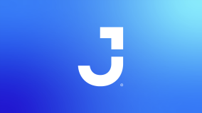 J-mark on a blue mono gradient